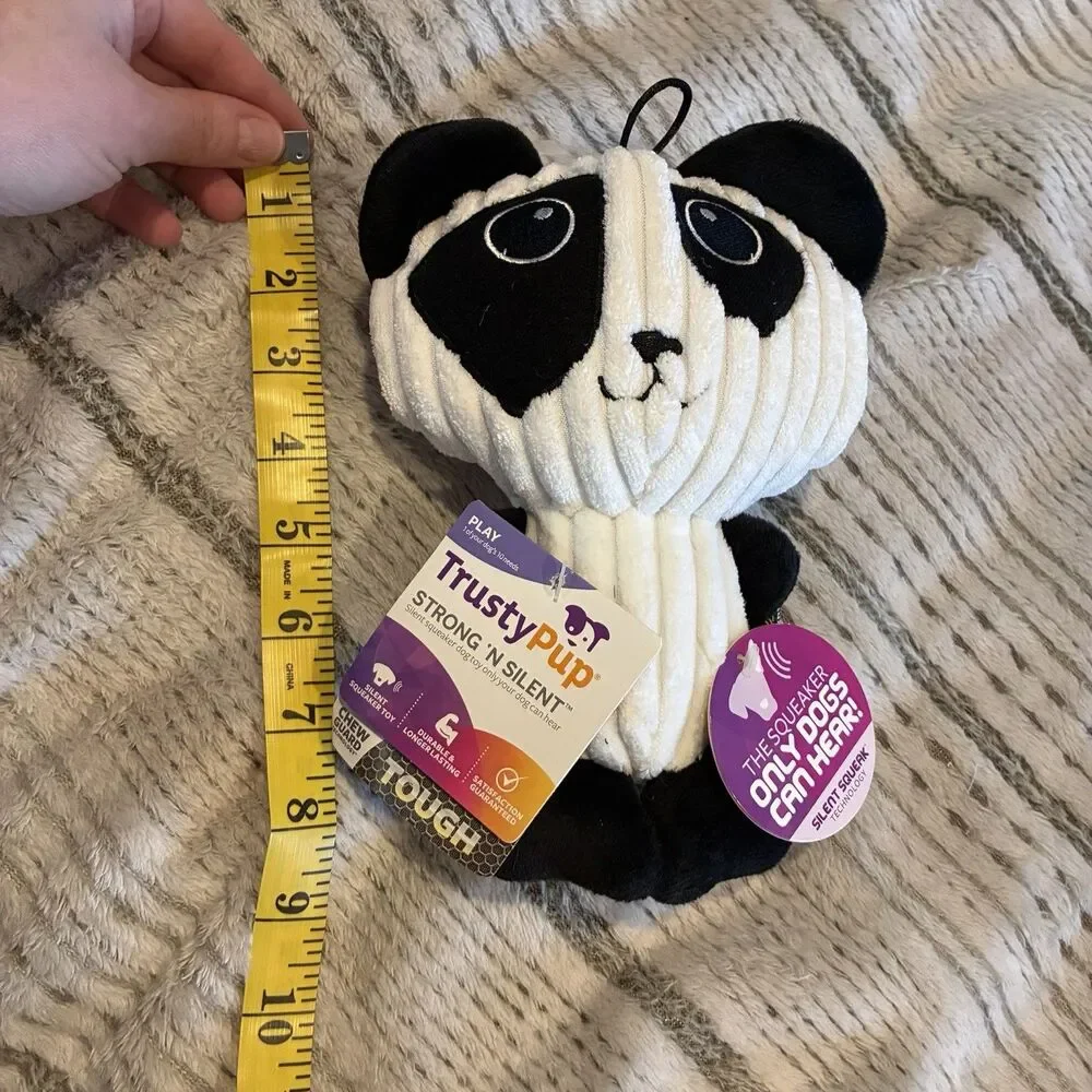 BRAND NEW! TrustyPup Panda Bear Dog Toy with Silent Squeaker Technology-Medium